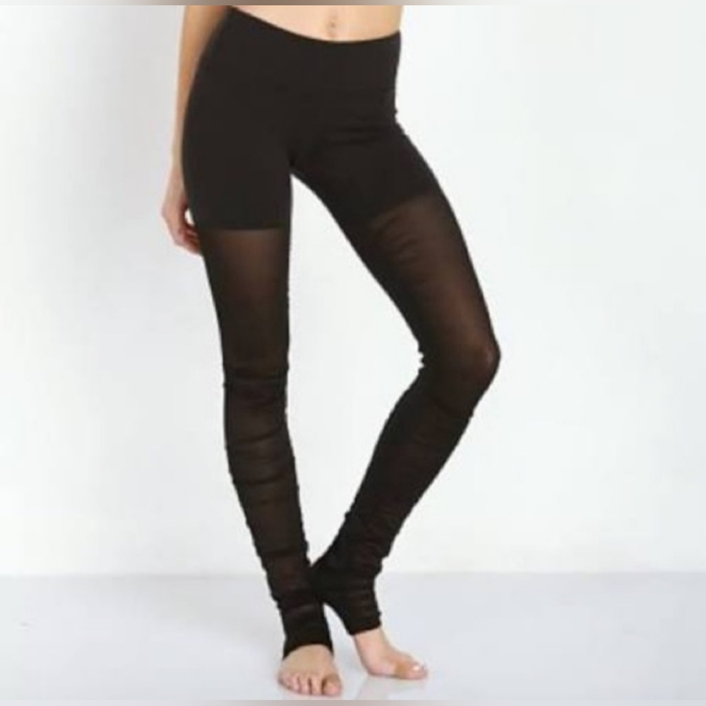 ALO Yoga Black Sheer Panel Leggings